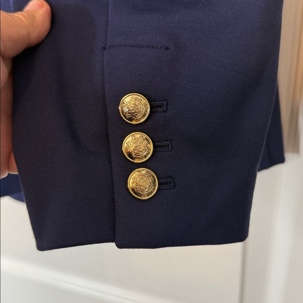 On 34th Faux Double Breasted Ponte Knit Blazer Navy Blue 1X - Picture 10 of 12